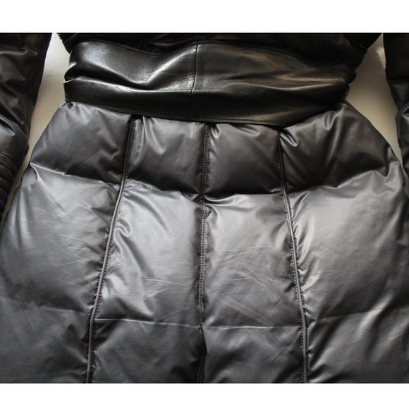Rudsak Sophie Down Coat with Leather Belt / Small / Grey Black Down - Picture 13 of 16